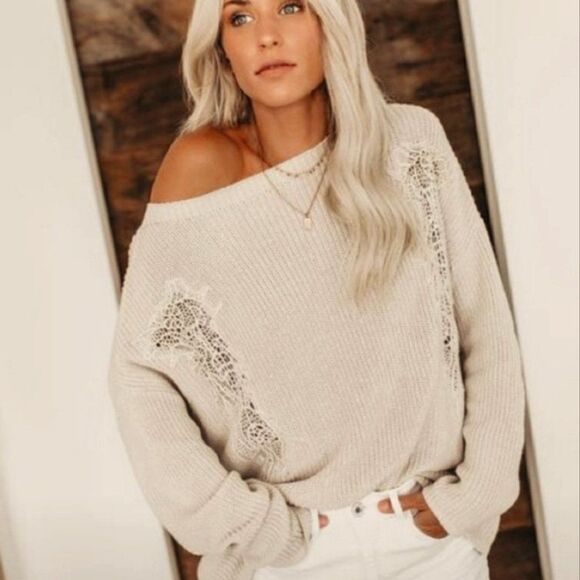 Vici | Rib knit cotton sweater with crochet - Picture 2 of 10